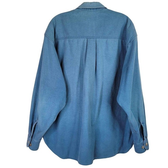 Eddie Bauer Mens Chamois Flannel Button Up Blue Long Sleeve Cotton Size XL Flaw - Picture 3 of 12